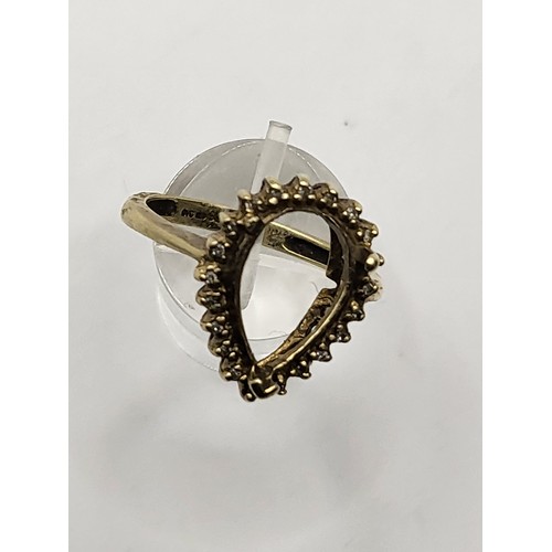 113 - 9ct gold Ring Missing Stone In Middle with Diamonds Around Outer Weighs 3.6g