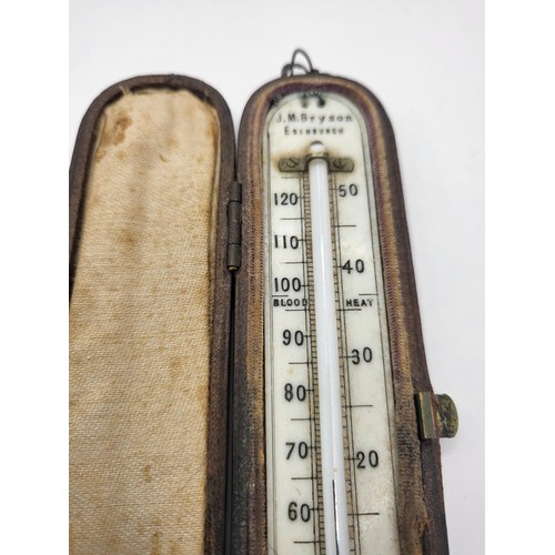 56 - 19th Century Cased Travelling Thermometer by J.M.Bryson Edinburgh Measures 14cm Tall & 3cm Wide