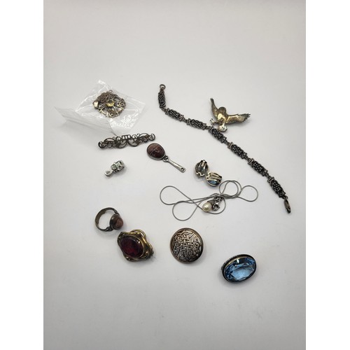 93 - Collection of Silver Jewellery Includes Brooches Necklaces & Pendants Bracelets Etc Some Nice It... 