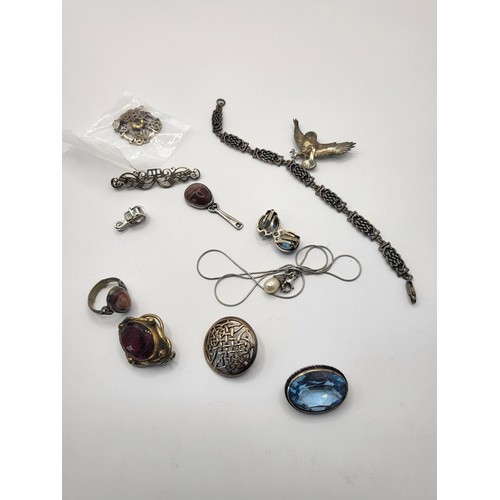 93 - Collection of Silver Jewellery Includes Brooches Necklaces & Pendants Bracelets Etc Some Nice It... 