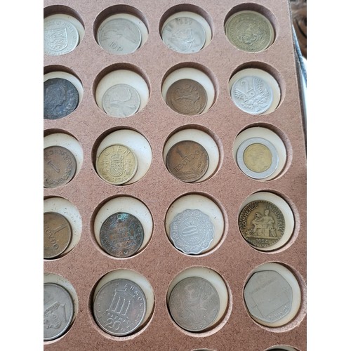 19 - Collection of Coins in Drawer Cabinet Mix Different Nationalities Includes British, Chinese, Europea... 