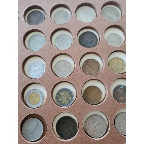 19 - Collection of Coins in Drawer Cabinet Mix Different Nationalities Includes British, Chinese, Europea... 