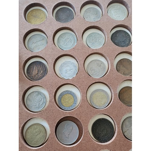 19 - Collection of Coins in Drawer Cabinet Mix Different Nationalities Includes British, Chinese, Europea... 