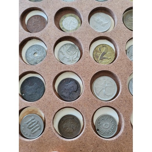 19 - Collection of Coins in Drawer Cabinet Mix Different Nationalities Includes British, Chinese, Europea... 