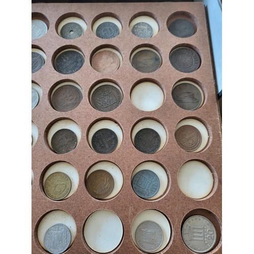 19 - Collection of Coins in Drawer Cabinet Mix Different Nationalities Includes British, Chinese, Europea... 