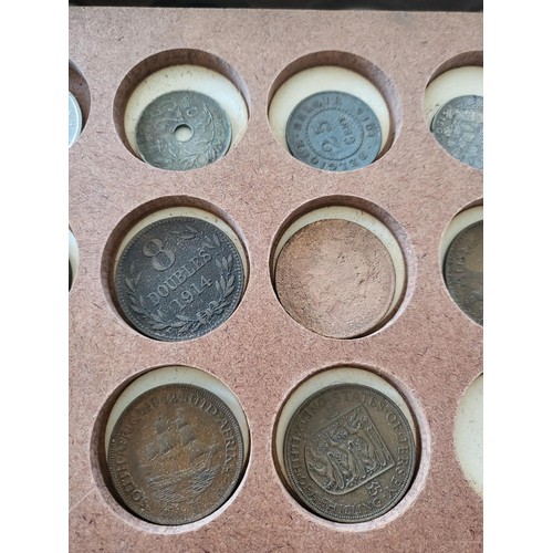 19 - Collection of Coins in Drawer Cabinet Mix Different Nationalities Includes British, Chinese, Europea... 