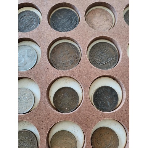 19 - Collection of Coins in Drawer Cabinet Mix Different Nationalities Includes British, Chinese, Europea... 