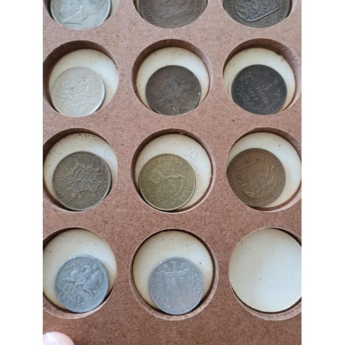 19 - Collection of Coins in Drawer Cabinet Mix Different Nationalities Includes British, Chinese, Europea... 