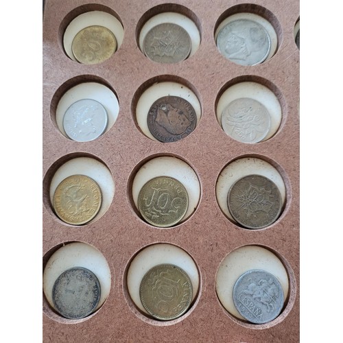 19 - Collection of Coins in Drawer Cabinet Mix Different Nationalities Includes British, Chinese, Europea... 