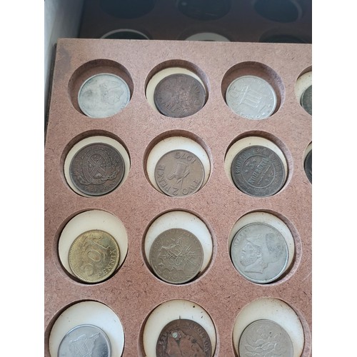 19 - Collection of Coins in Drawer Cabinet Mix Different Nationalities Includes British, Chinese, Europea... 