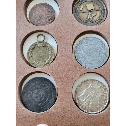 19 - Collection of Coins in Drawer Cabinet Mix Different Nationalities Includes British, Chinese, Europea... 