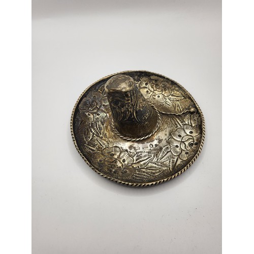 119 - Mexican Silver Sombrero Hat Hallmarked 900 Measures 14cm in Diameter Weighs 111g Reasonable Good Con... 