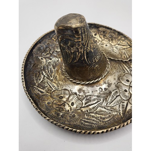 119 - Mexican Silver Sombrero Hat Hallmarked 900 Measures 14cm in Diameter Weighs 111g Reasonable Good Con... 