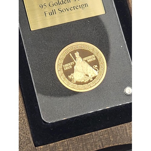 145 - 22ct Gold Full Sovereign 95 Golden Years 2021 In Box Mint Condition