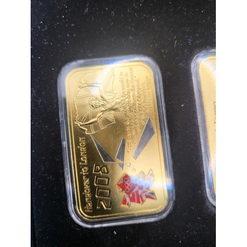 146 - Limited edition Commemorative Ingot Series 2012 Olympic Games 5 x Proof fully layered 24 carat gold ... 