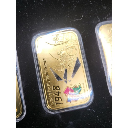 146 - Limited edition Commemorative Ingot Series 2012 Olympic Games 5 x Proof fully layered 24 carat gold ... 