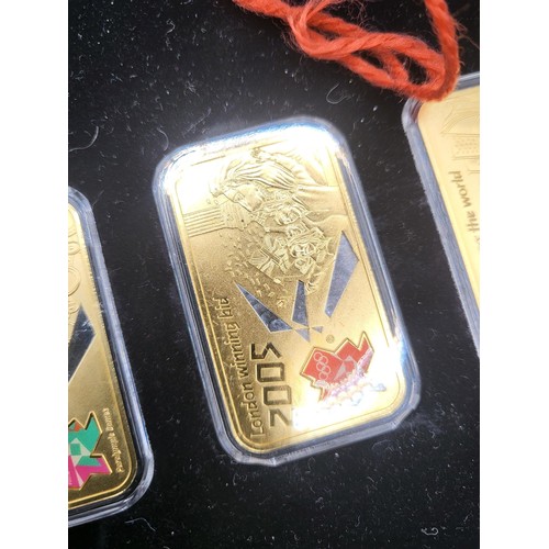 146 - Limited edition Commemorative Ingot Series 2012 Olympic Games 5 x Proof fully layered 24 carat gold ... 