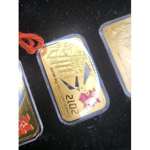 146 - Limited edition Commemorative Ingot Series 2012 Olympic Games 5 x Proof fully layered 24 carat gold ... 