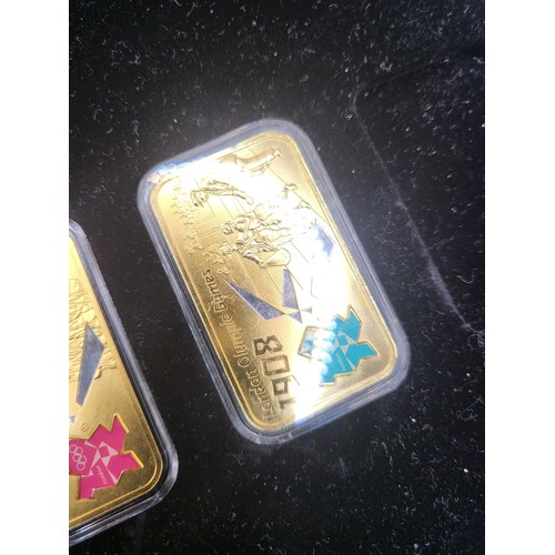 146 - Limited edition Commemorative Ingot Series 2012 Olympic Games 5 x Proof fully layered 24 carat gold ... 