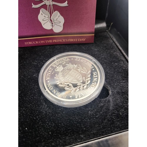 147 - Three Silver Royal Coins Includes 2013 Silver Crown, 2013 Vivat Regina Britannia Silver Five Pound, ... 