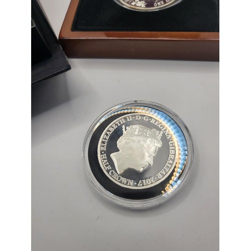 147 - Three Silver Royal Coins Includes 2013 Silver Crown, 2013 Vivat Regina Britannia Silver Five Pound, ... 