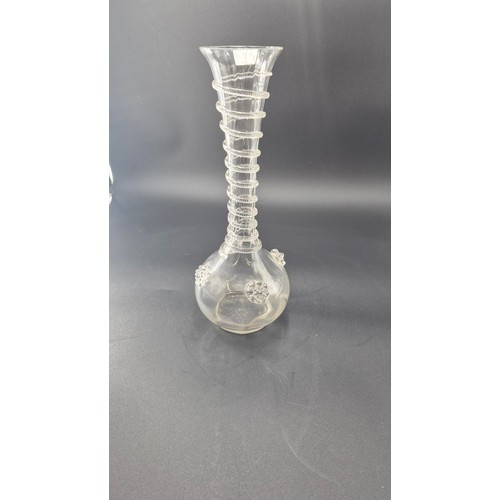 165 - Victorian Glass Vase with Added Trails & PruntsHeight 35cm