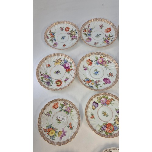 167 - Five Dresden Saucers, Eight Dresden Side Plates & Three OthersDiameter 13cm