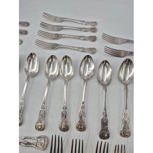 100 - Victorian Sterling Silver Flatware Kings Pattern 34 Pieces in Total All Same Maker James Mckay Year ... 