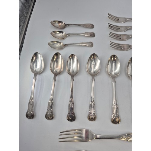 100 - Victorian Sterling Silver Flatware Kings Pattern 34 Pieces in Total All Same Maker James Mckay Year ... 