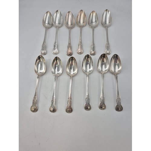 101 - Georgian Sterling Silver Flatware Kings Pattern Maker Large Spoons Six James Mckay Year 1839 Four Da... 