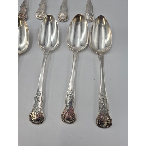 101 - Georgian Sterling Silver Flatware Kings Pattern Maker Large Spoons Six James Mckay Year 1839 Four Da... 