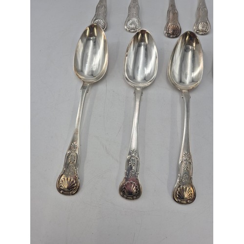 101 - Georgian Sterling Silver Flatware Kings Pattern Maker Large Spoons Six James Mckay Year 1839 Four Da... 