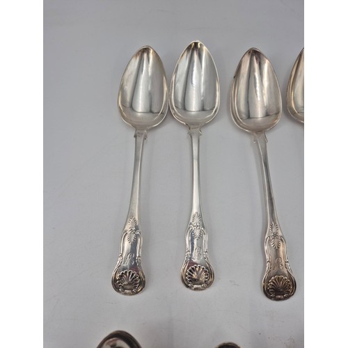 101 - Georgian Sterling Silver Flatware Kings Pattern Maker Large Spoons Six James Mckay Year 1839 Four Da... 