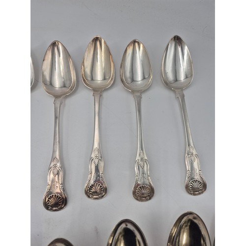 101 - Georgian Sterling Silver Flatware Kings Pattern Maker Large Spoons Six James Mckay Year 1839 Four Da... 