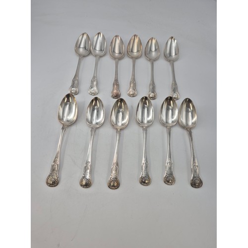 101 - Georgian Sterling Silver Flatware Kings Pattern Maker Large Spoons Six James Mckay Year 1839 Four Da... 