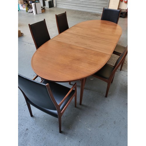 336 - Sibast Danish Two Leaf Extendable Dinning Table & Six Johannes Anderson Chairs Measures without ... 