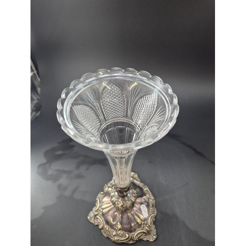 54 - EPNS & Glass Art Nouveau Epergne Height 33cm