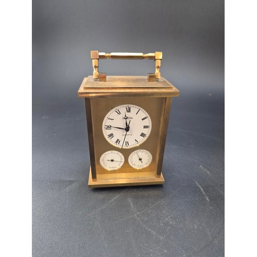 58 - Quartz Brass Carriage Clock Height 14cm x Width 10cm