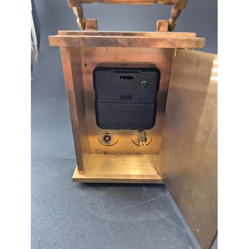 58 - Quartz Brass Carriage Clock Height 14cm x Width 10cm