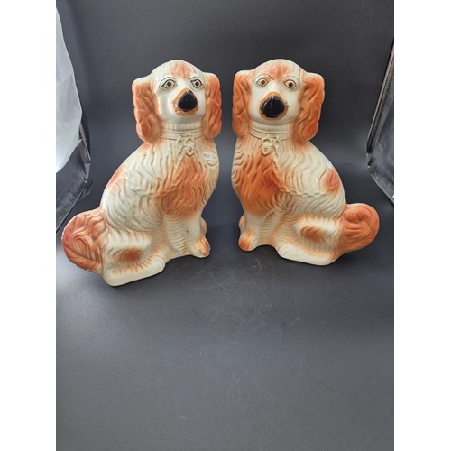 61 - Pair of Large Porcelain Wally Dogs 35cm Tall x 27cm Wide