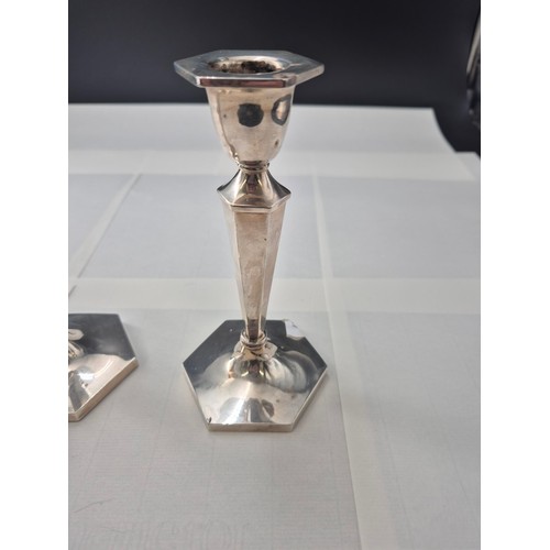 9 - Pair of Sterling Silver Candlesticks They Are Weighted But Weight is 442g Measures 17cm Tall Nice Co... 