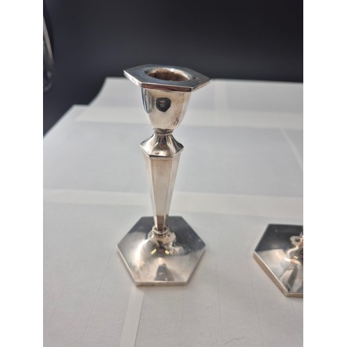 9 - Pair of Sterling Silver Candlesticks They Are Weighted But Weight is 442g Measures 17cm Tall Nice Co... 