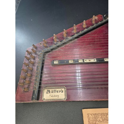 116 - Vintage Muller's Autoharp in a Ebonised Fame