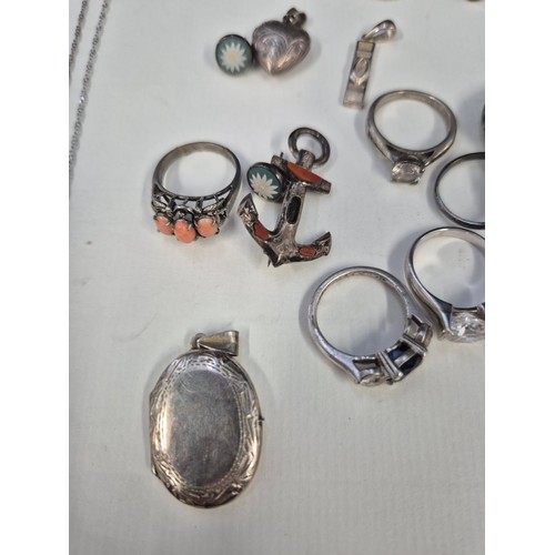 44 - Collection of Silver Jewellery Includes Rings, Pendants, Necklaces