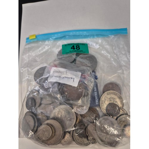 48 - Mixed Coin Denominations Includes Pre 1947 Silver Coins