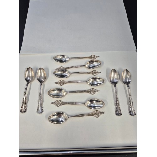 49 - Sterling Silver Spoons Set of Six Art Nouveau Design with Thistles along with Four Other Sterling Sp... 