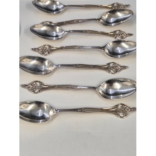 49 - Sterling Silver Spoons Set of Six Art Nouveau Design with Thistles along with Four Other Sterling Sp... 