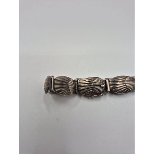 2 - Georg Jenson Sterling Denmark Shell Design Bracelet in Lovely Condition Measures 14 Inches Unclasped... 