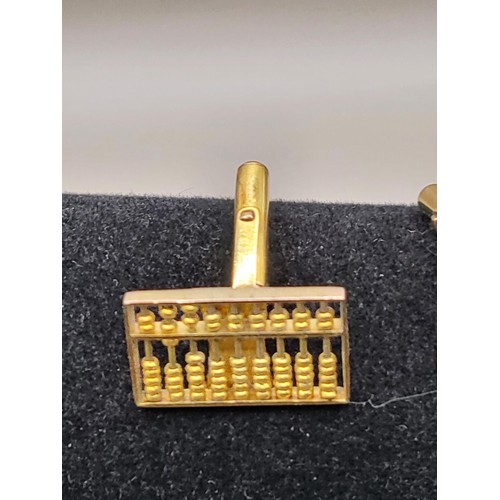 15A - 14ct Gold Abacus Gent's Cufflinks Weigh 6.2g Hallmarked 14K Measure 2cm Across