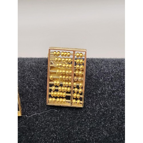 15A - 14ct Gold Abacus Gent's Cufflinks Weigh 6.2g Hallmarked 14K Measure 2cm Across